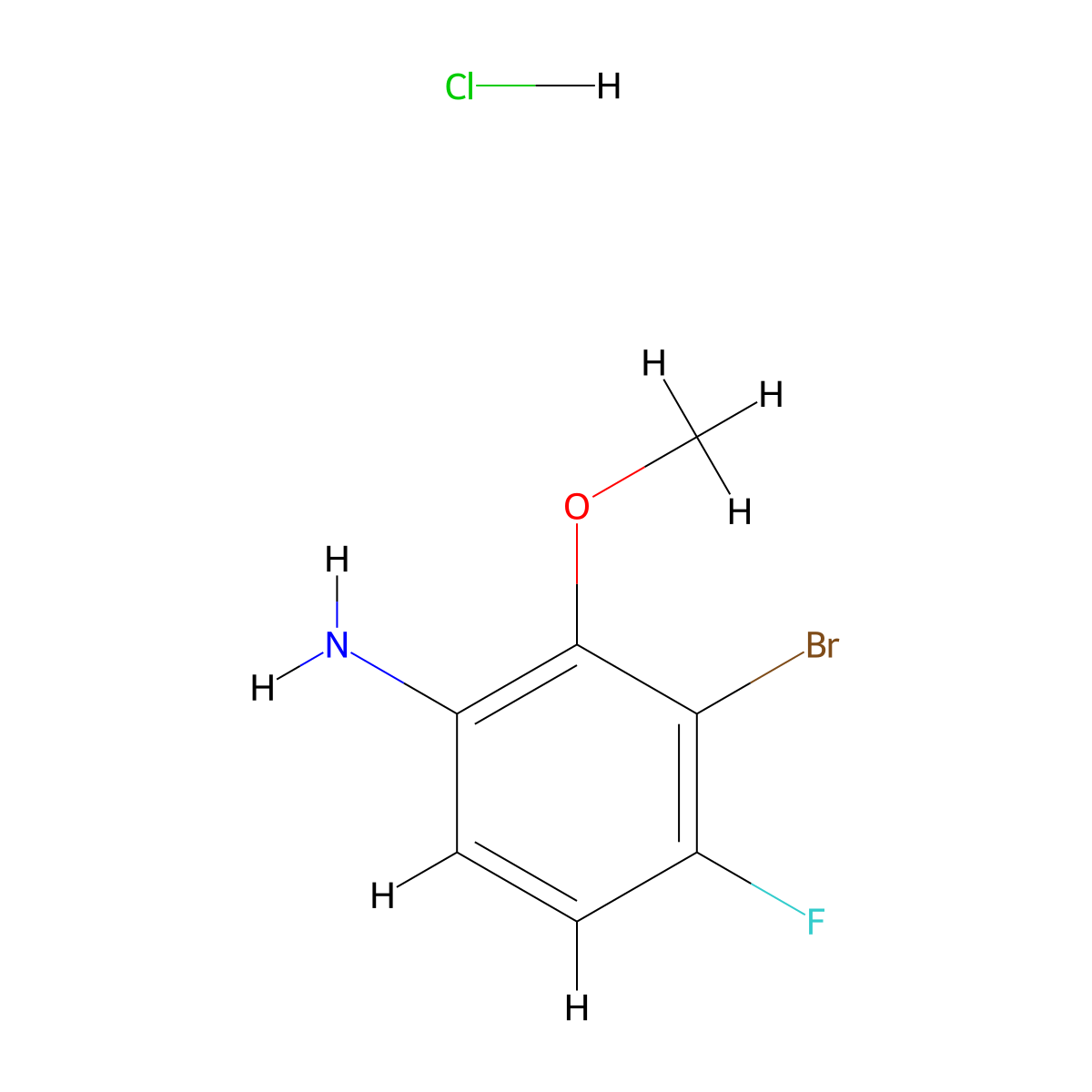 3-Bromo-4-fluoro-2-methoxyaniline hydrochloride molecular structure, CAS 2567498-61-5