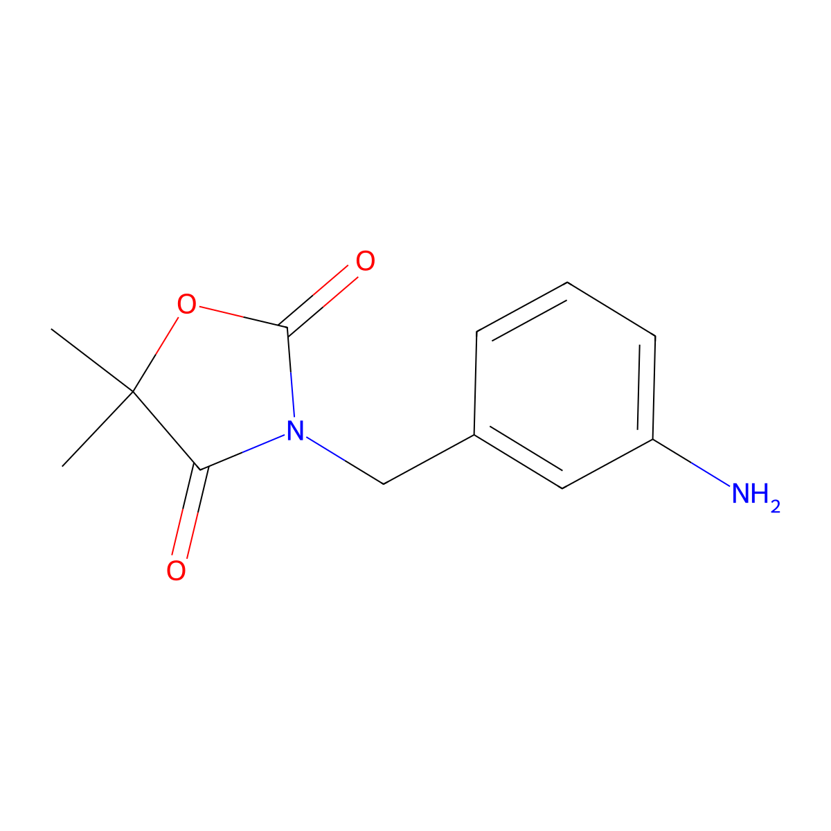 3-[(3-Aminophenyl)methyl]-5,5-dimethyl-1,3-oxazolidine-2,4-dione molecular structure, CAS 2567498-67-1