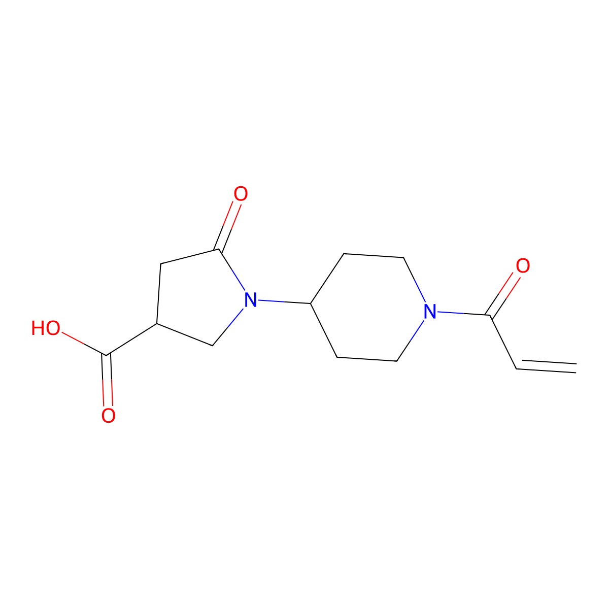 5-Oxo-1-(1-prop-2-enoylpiperidin-4-yl)pyrrolidine-3-carboxylic acid molecular structure, CAS 2567498-76-2