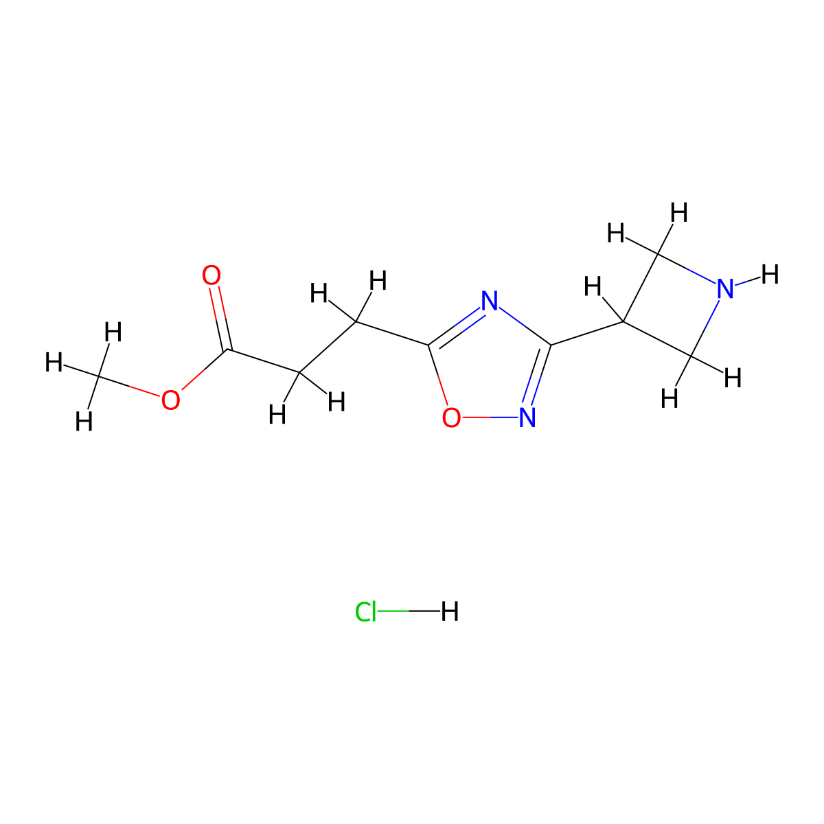 Methyl3-[3-(azetidin-3-yl)-1,2,4-oxadiazol-5-yl]propanoatehydrochloride molecular structure, CAS 2567498-83-1