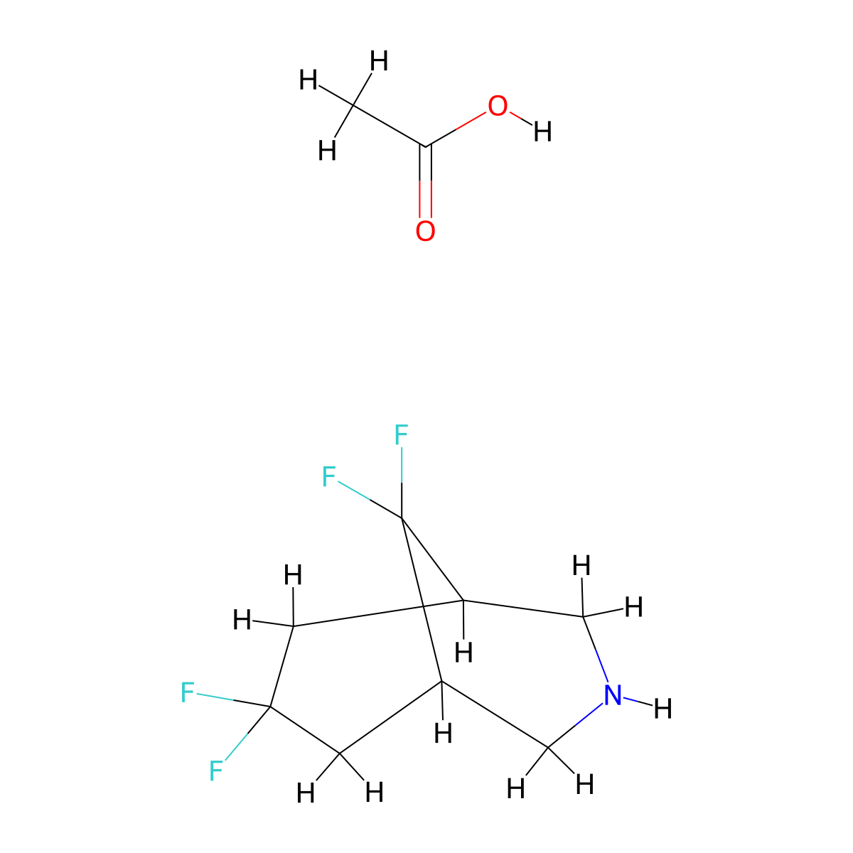 7,7,9,9-Tetrafluoro-3-azabicyclo[3.3.1]nonane,aceticacid molecular structure, CAS 2567498-93-3