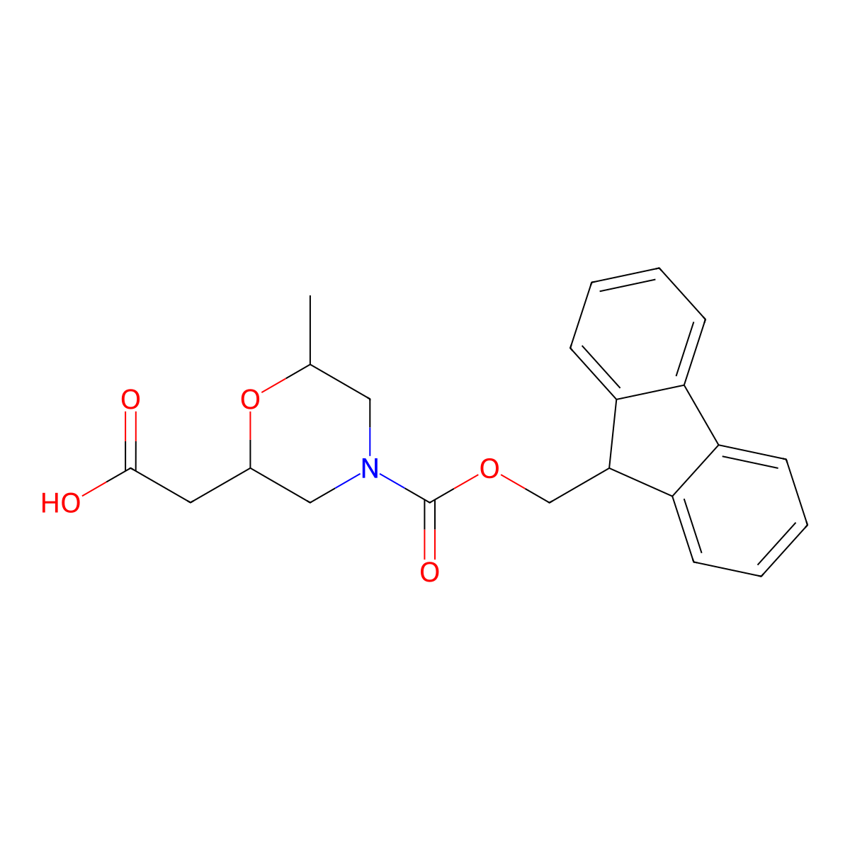 2-[4-(9H-fluoren-9-ylmethoxycarbonyl)-6-methylmorpholin-2-yl]acetic acid molecular structure, CAS 2567498-94-4