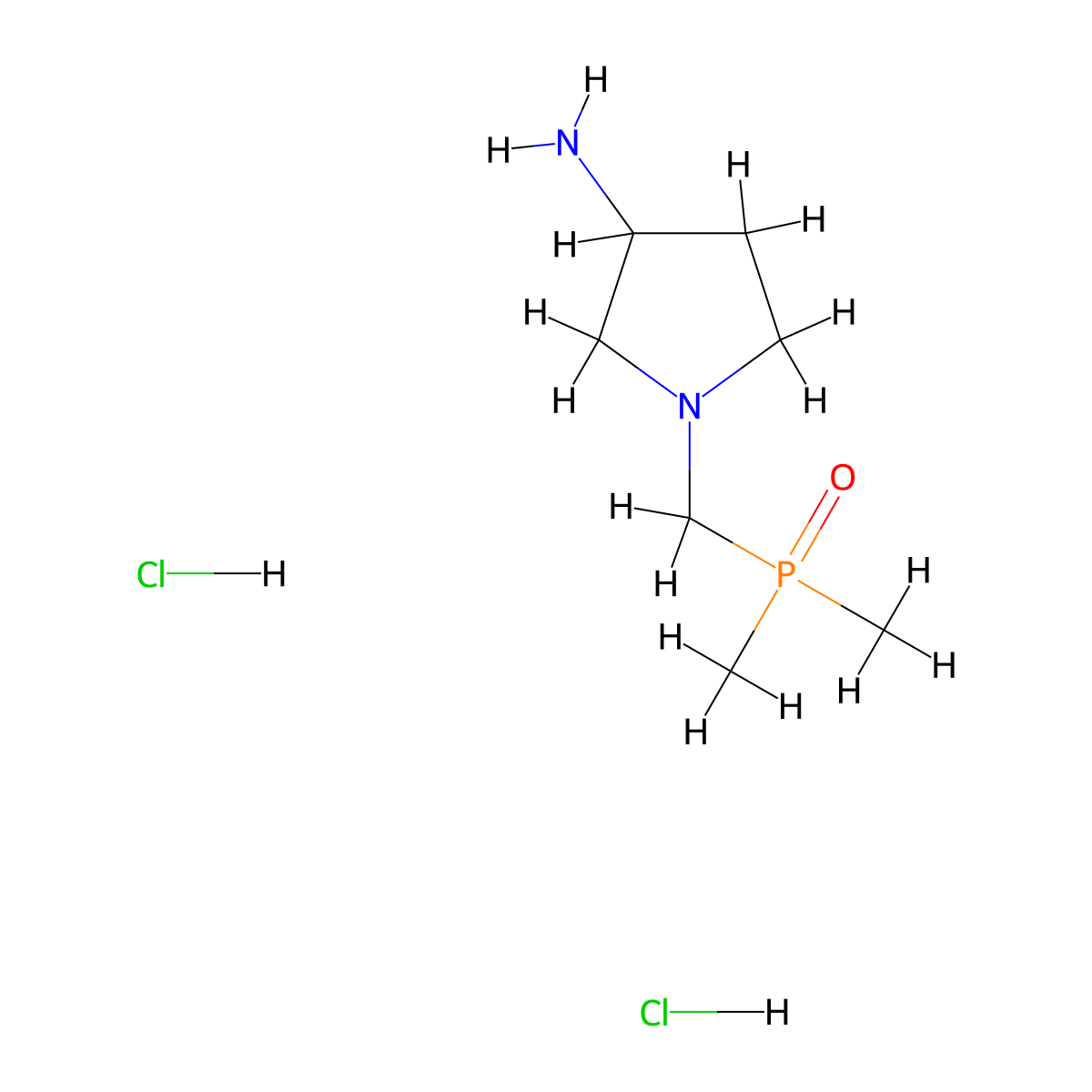 1-((Dimethylphosphoryl)methyl)pyrrolidin-3-amine dihydrochloride molecular structure, CAS 2567498-96-6