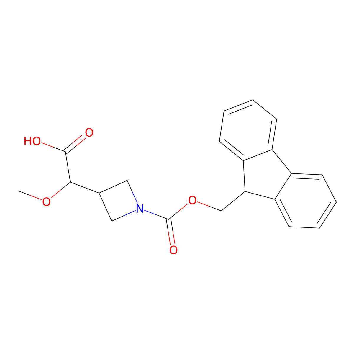 2-(1-{[(9H-fluoren-9-yl)methoxy]carbonyl}azetidin-3-yl)-2-methoxyacetic acid molecular structure, CAS 2567502-01-4