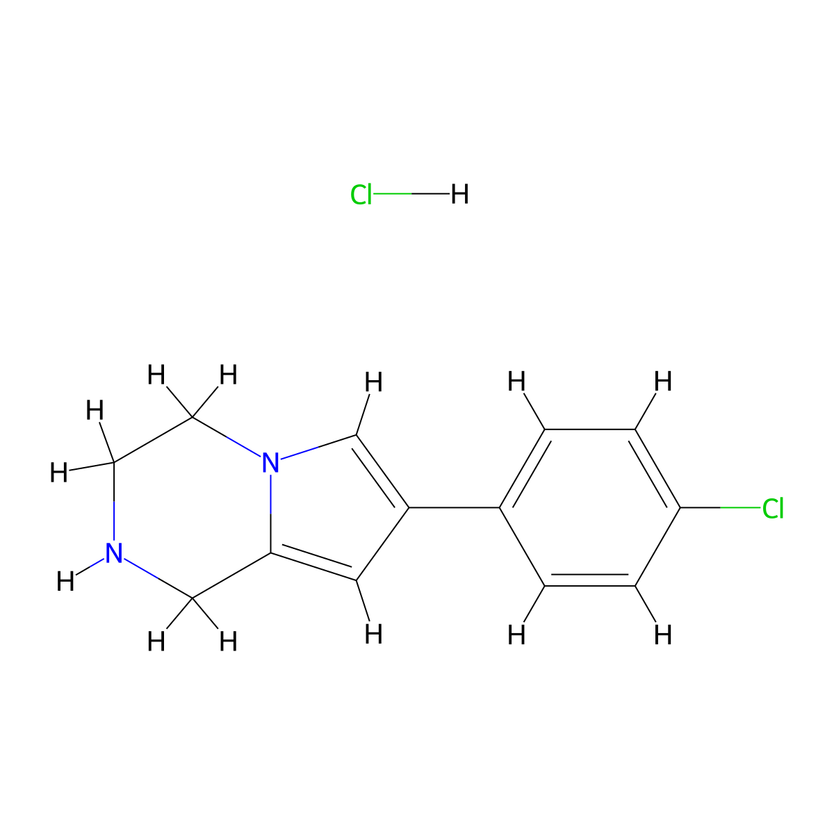 7-(4-chlorophenyl)-1H,2H,3H,4H-pyrrolo(1,2-a)pyrazine hydrochloride molecular structure, CAS 2567502-02-5