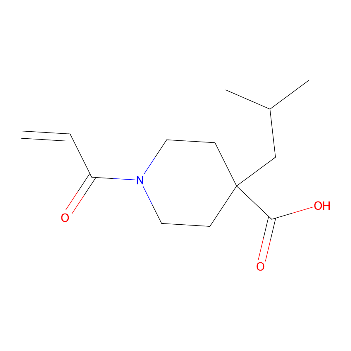 4-(2-Methylpropyl)-1-prop-2-enoylpiperidine-4-carboxylic acid molecular structure, CAS 2567502-04-7