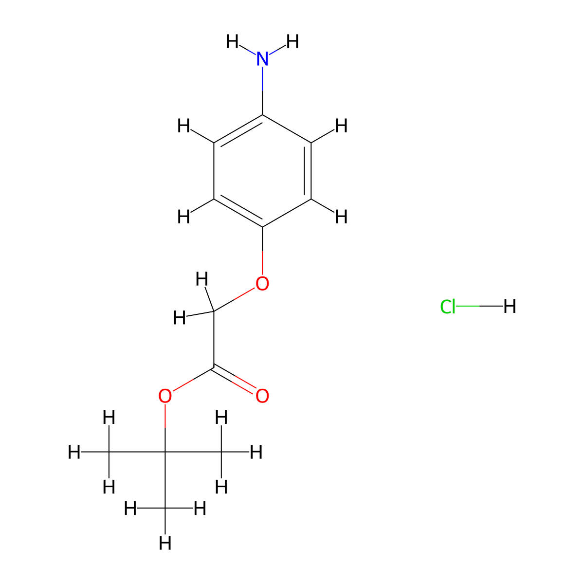 Tert-butyl 2-(4-aminophenoxy)acetate hydrochloride molecular structure, CAS 2567502-05-8