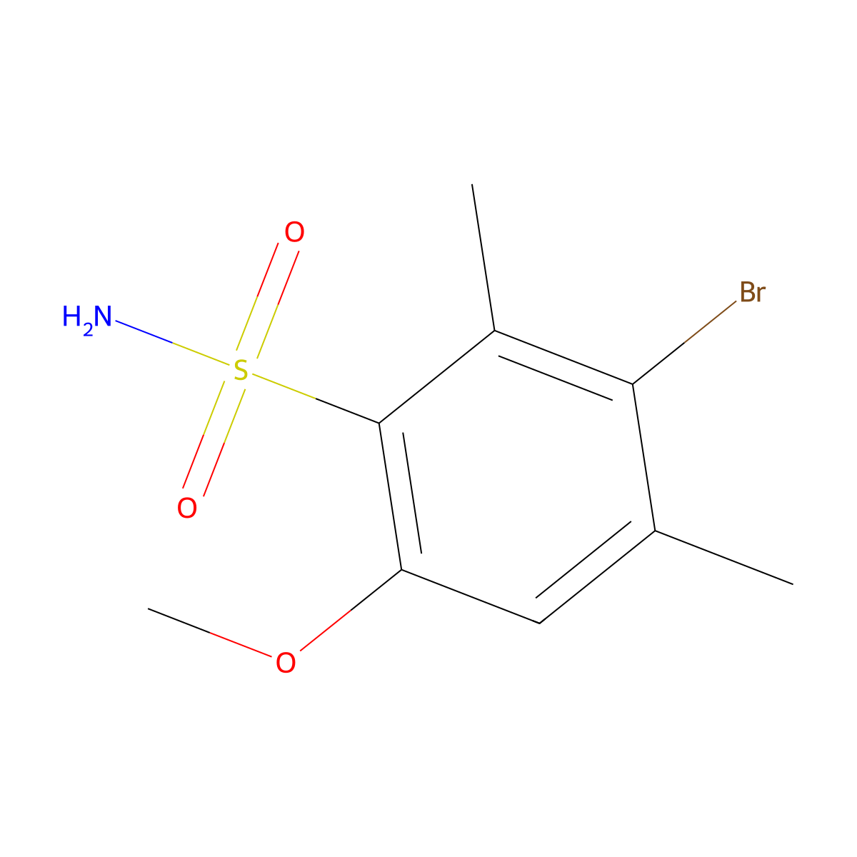 3-Bromo-6-methoxy-2,4-dimethylbenzene-1-sulfonamide molecular structure, CAS 2567502-14-9