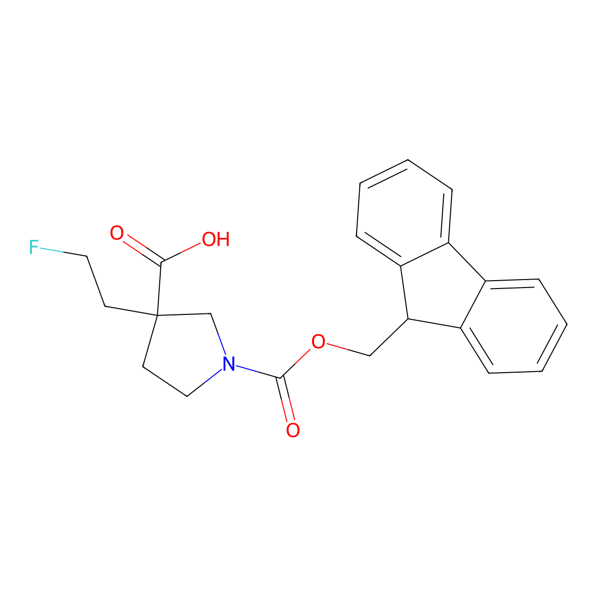 1-{[(9H-fluoren-9-yl)methoxy]carbonyl}-3-(2-fluoroethyl)pyrrolidine-3-carboxylic acid molecular structure, CAS 2567502-16-1