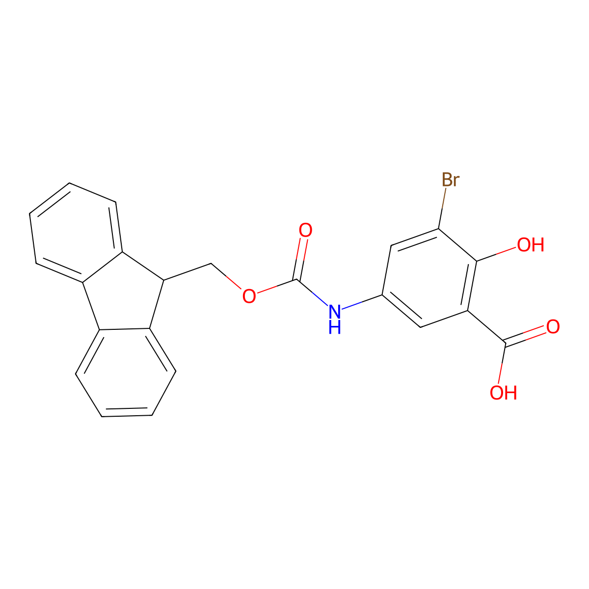 3-bromo-5-({[(9H-fluoren-9-yl)methoxy]carbonyl}amino)-2-hydroxybenzoic acid molecular structure, CAS 2567502-23-0