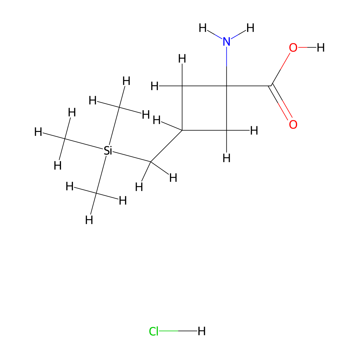 1-Amino-3-(trimethylsilylmethyl)cyclobutane-1-carboxylic acid;hydrochloride molecular structure, CAS 2567502-24-1