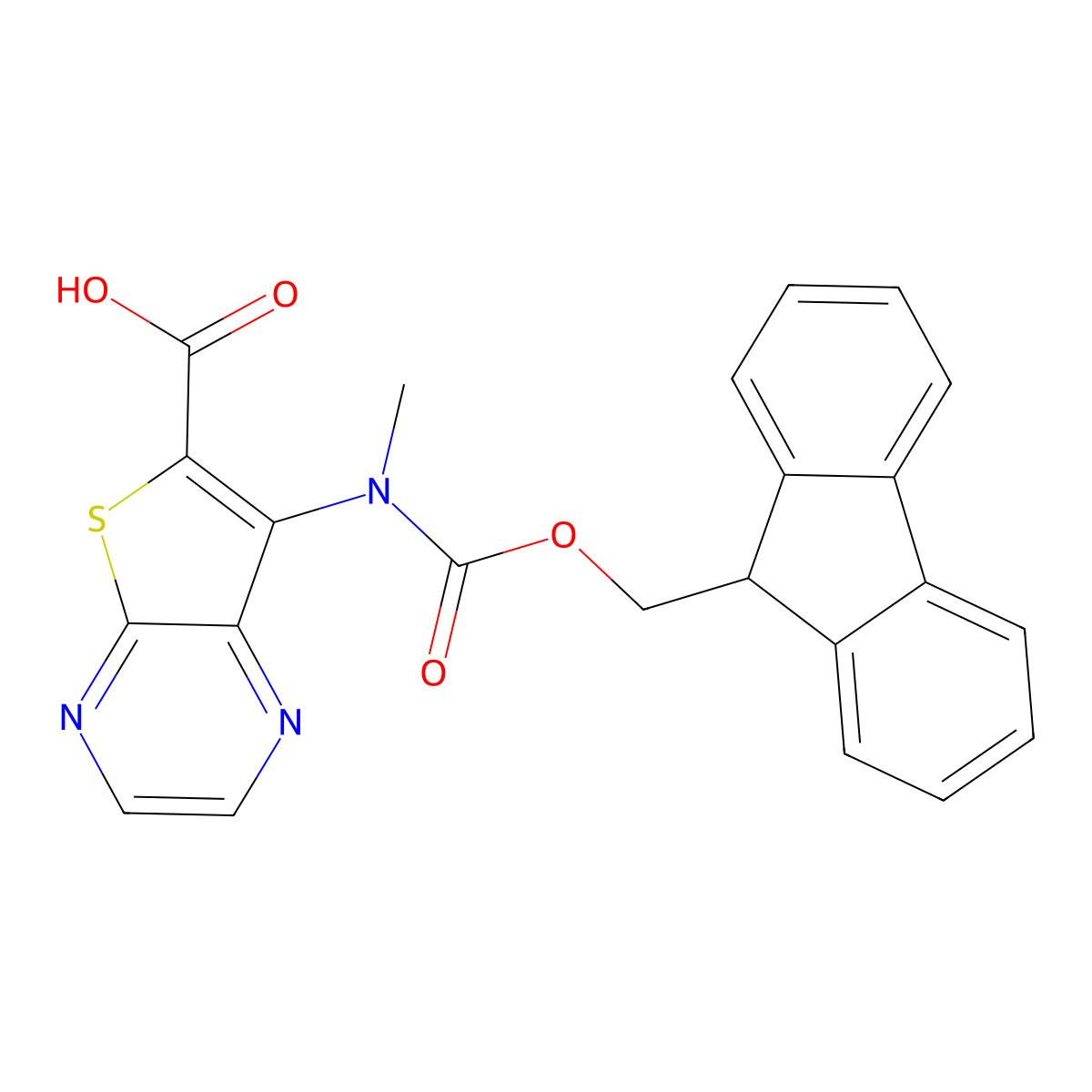 7-({[(9H-fluoren-9-yl)methoxy]carbonyl}(methyl)amino)thieno[2,3-b]pyrazine-6-carboxylic acid molecular structure, CAS 2567502-37-6