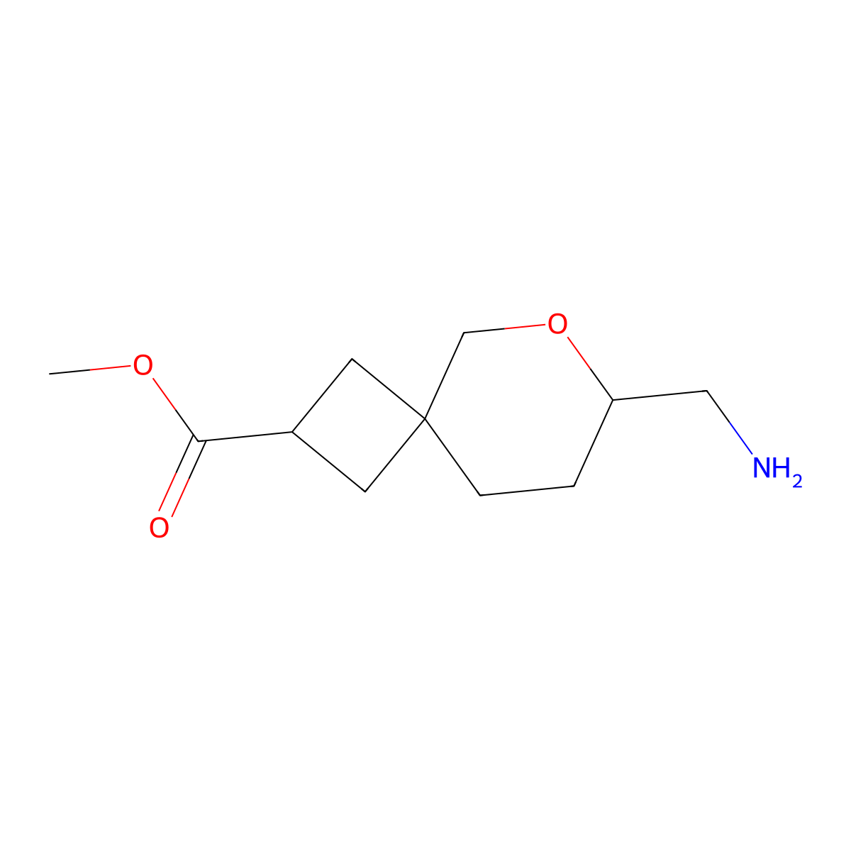 Methyl 7-(aminomethyl)-6-oxaspiro[3.5]nonane-2-carboxylate molecular structure, CAS 2567502-49-0