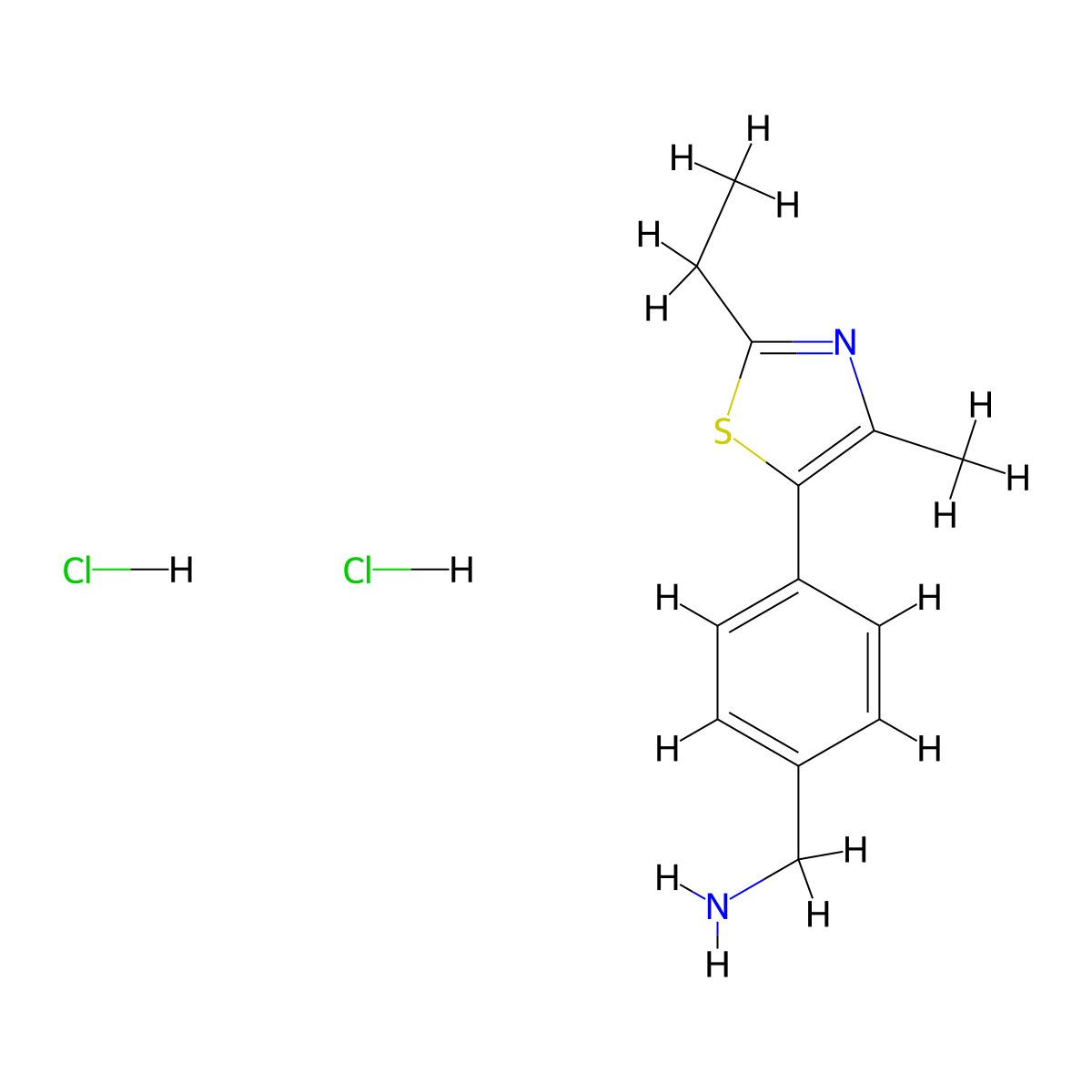 1-[4-(2-Ethyl-4-methyl-1,3-thiazol-5-yl)phenyl]methanamine dihydrochloride molecular structure, CAS 2567502-53-6