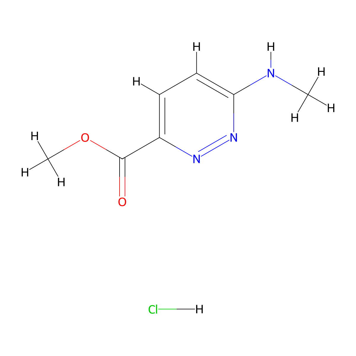 Methyl 6-(methylamino)pyridazine-3-carboxylate hydrochloride molecular structure, CAS 2567502-55-8