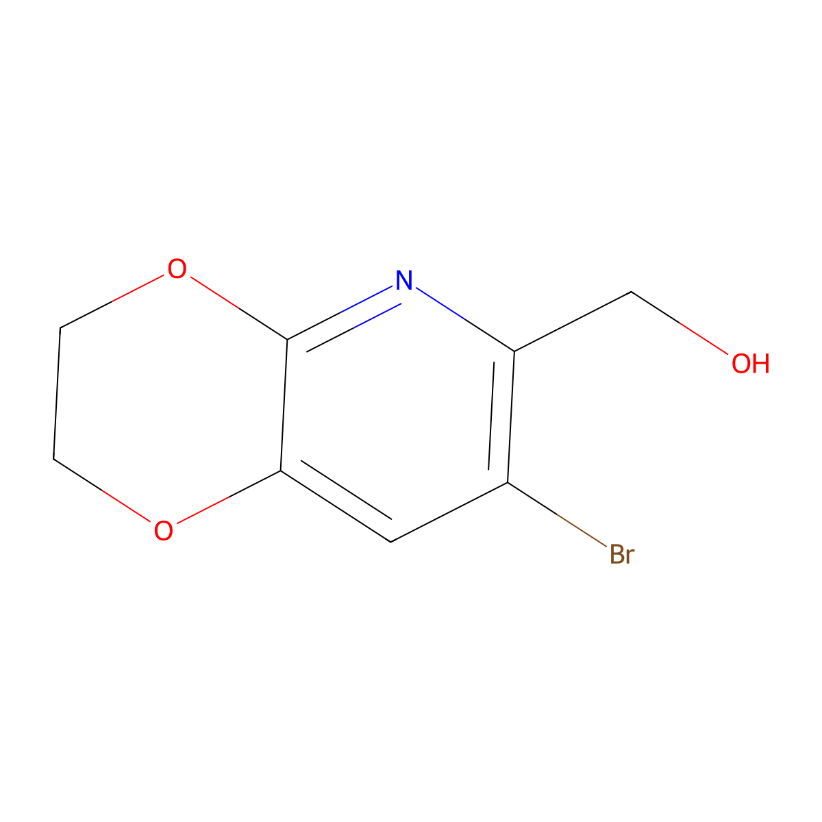 {7-bromo-2H,3H-[1,4]dioxino[2,3-b]pyridin-6-yl}methanol molecular structure, CAS 2567502-58-1