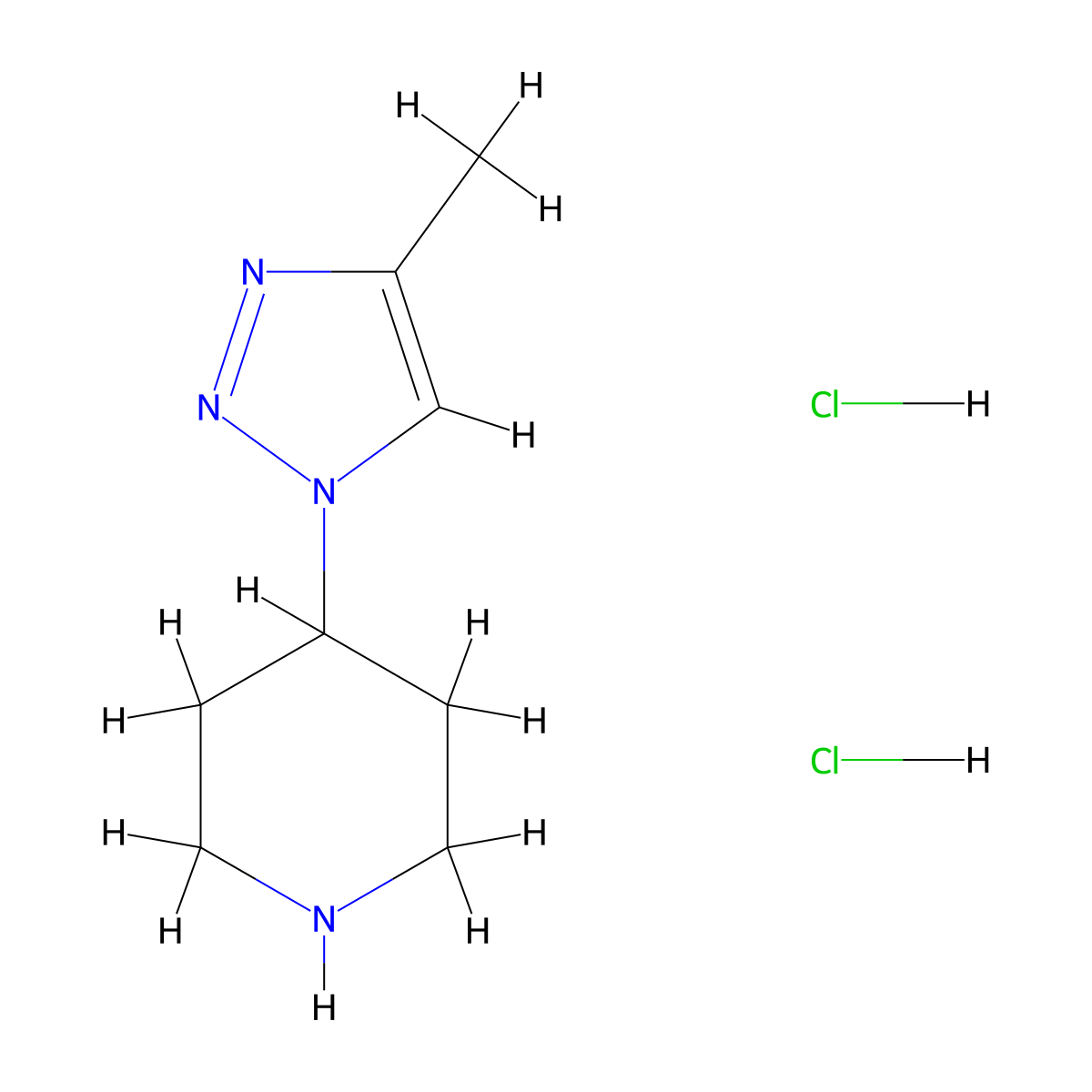 4-(4-methyl-1H-1,2,3-triazol-1-yl)piperidine dihydrochloride molecular structure, CAS 2567502-72-9