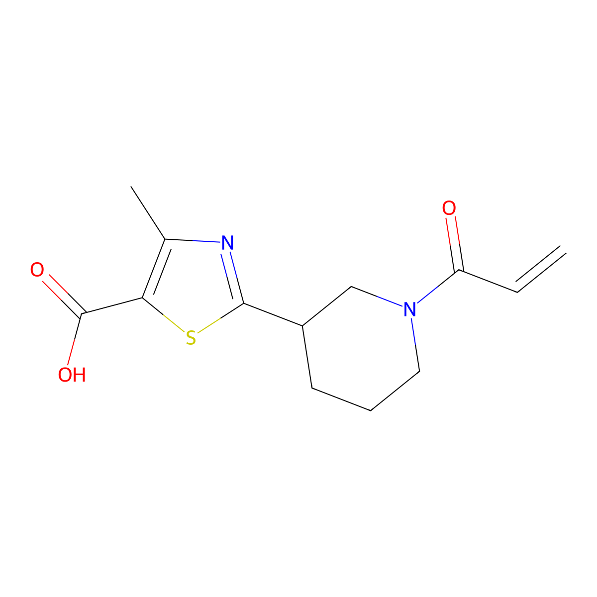 4-Methyl-2-(1-prop-2-enoylpiperidin-3-yl)-1,3-thiazole-5-carboxylic acid molecular structure, CAS 2567502-76-3