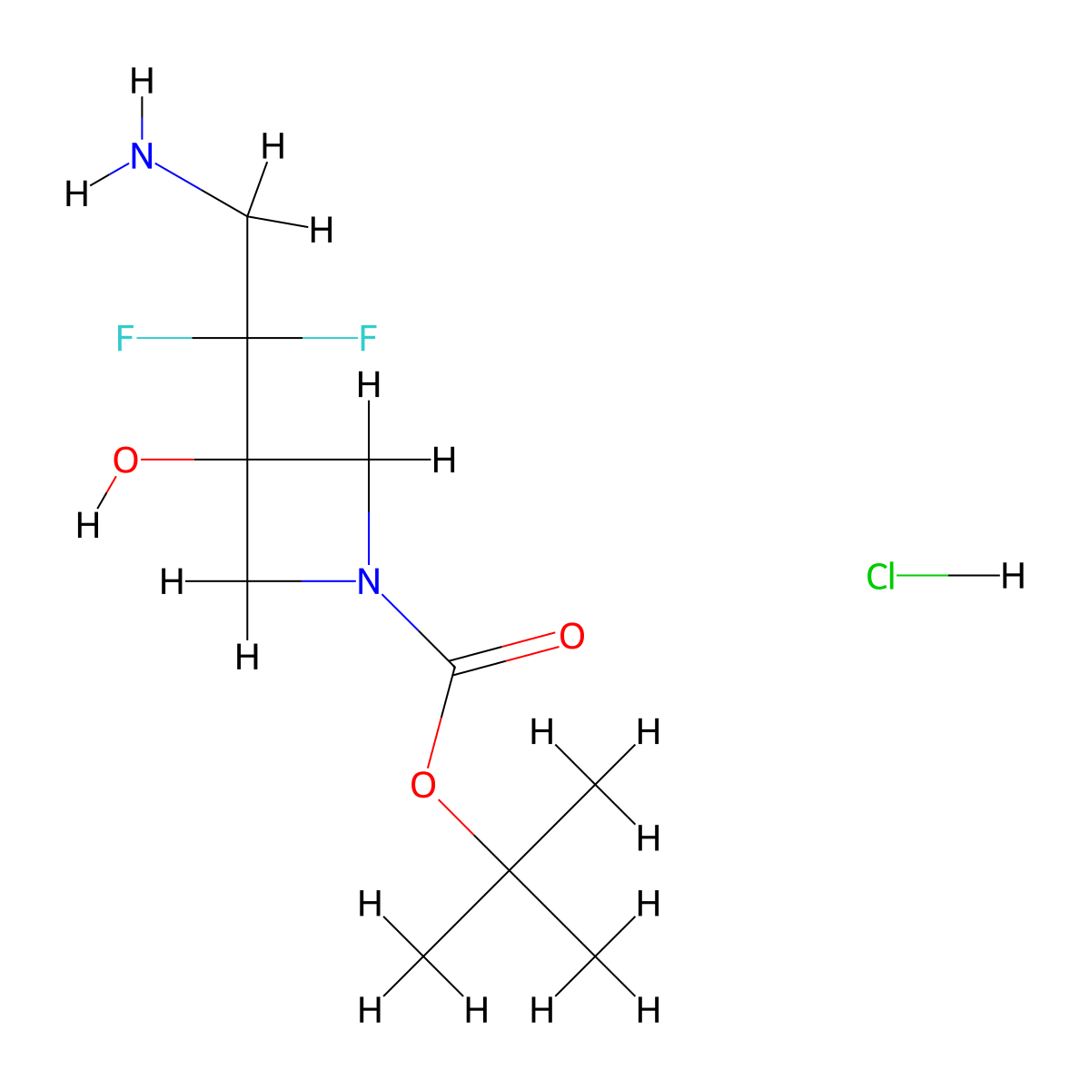Tert-butyl3-(2-amino-1,1-difluoroethyl)-3-hydroxyazetidine-1-carboxylatehydrochloride molecular structure, CAS 2567502-79-6