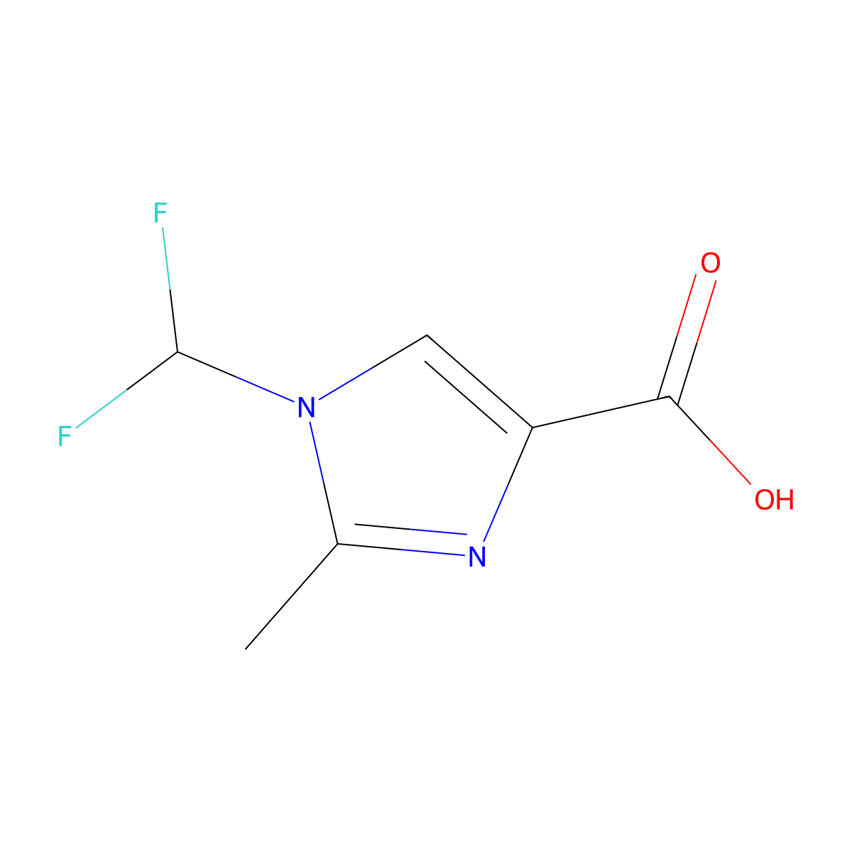 1-(difluoromethyl)-2-methyl-1H-imidazole-4-carboxylic acid molecular structure, CAS 2567502-91-2