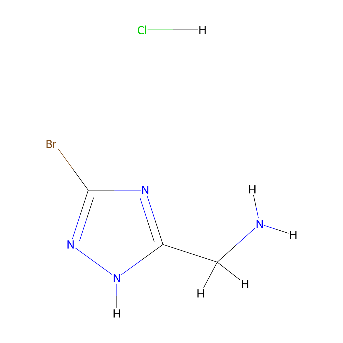 (5-Bromo-1H-1,2,4-triazol-3-yl)methanamine hydrochloride molecular structure, CAS 2567502-93-4