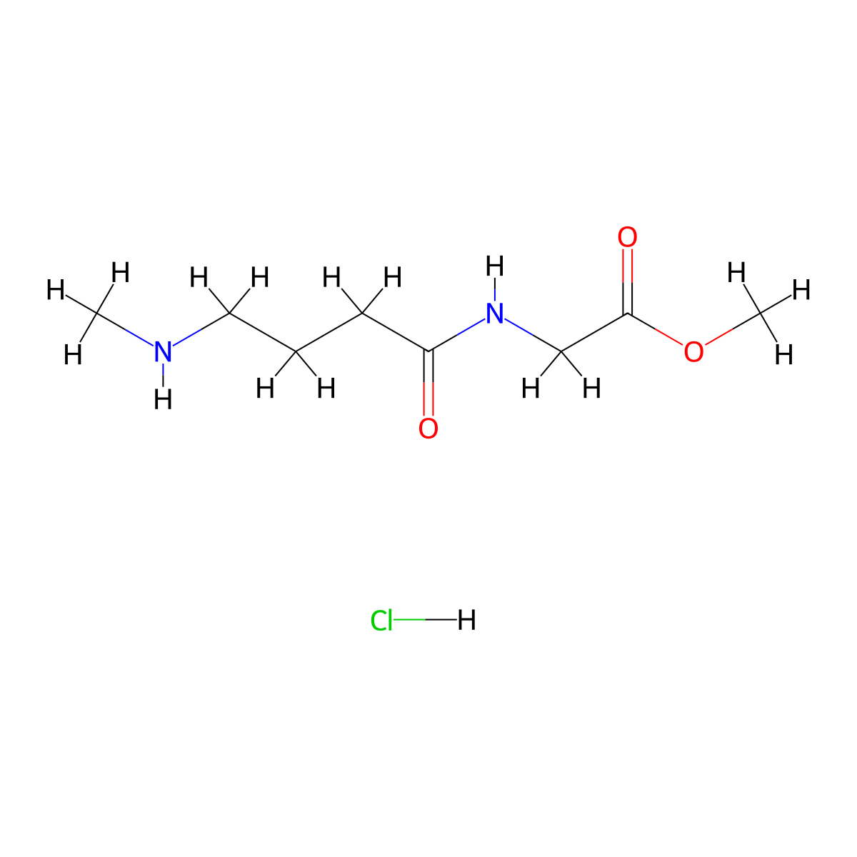 Methyl 2-(4-(methylamino)butanamido)acetate hydrochloride molecular structure, CAS 2567502-95-6