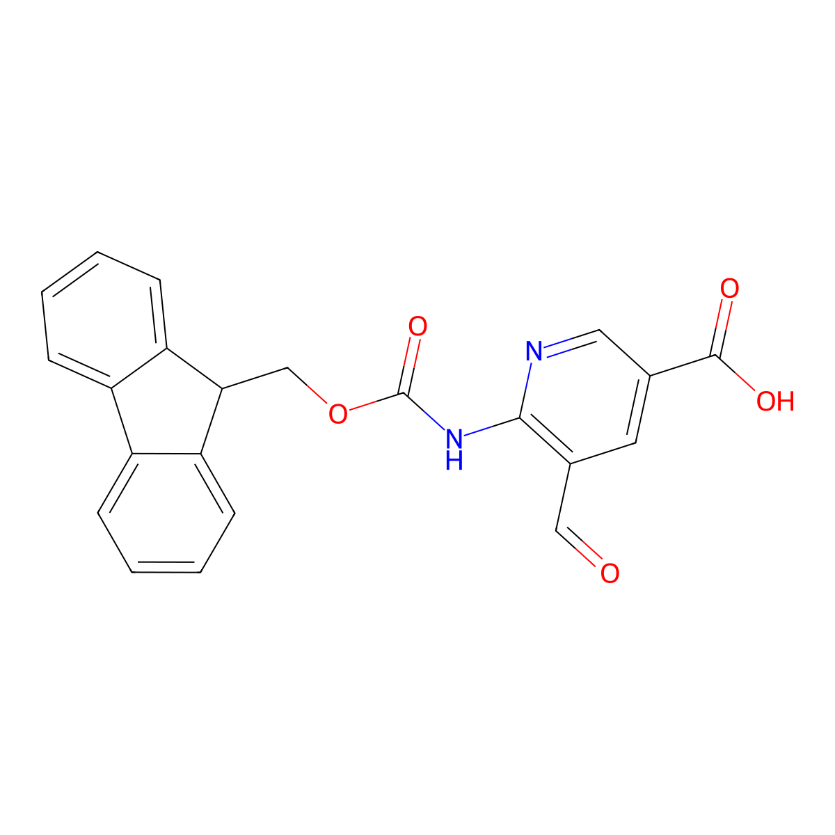 6-({[(9H-fluoren-9-yl)methoxy]carbonyl}amino)-5-formylpyridine-3-carboxylic acid molecular structure, CAS 2567502-97-8