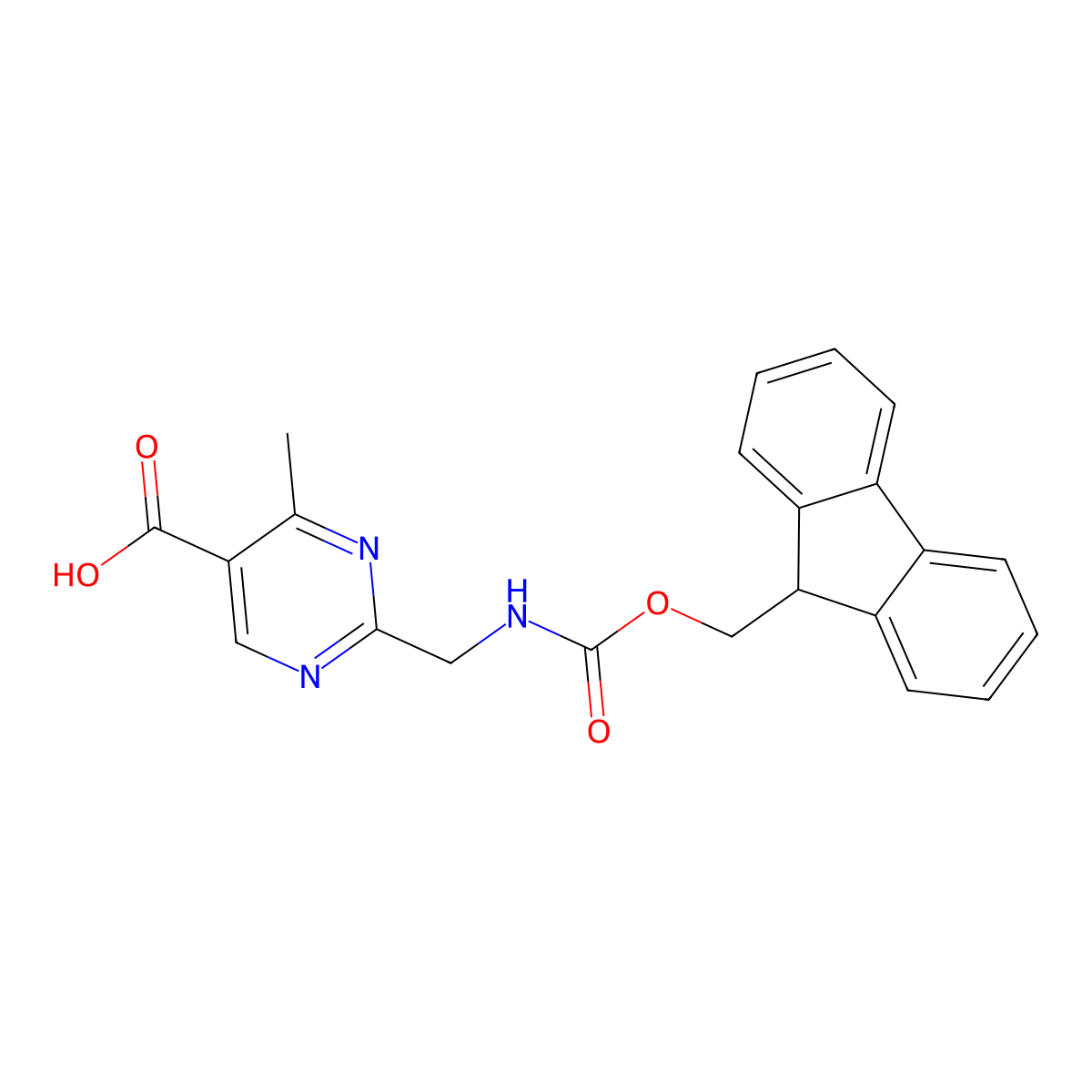 2-[({[(9H-fluoren-9-yl)methoxy]carbonyl}amino)methyl]-4-methylpyrimidine-5-carboxylic acid molecular structure, CAS 2567503-03-9