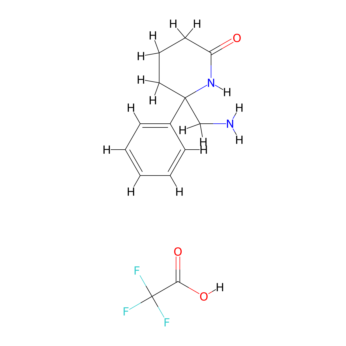 6-(Aminomethyl)-6-phenylpiperidin-2-one,trifluoroaceticacid molecular structure, CAS 2567503-20-0