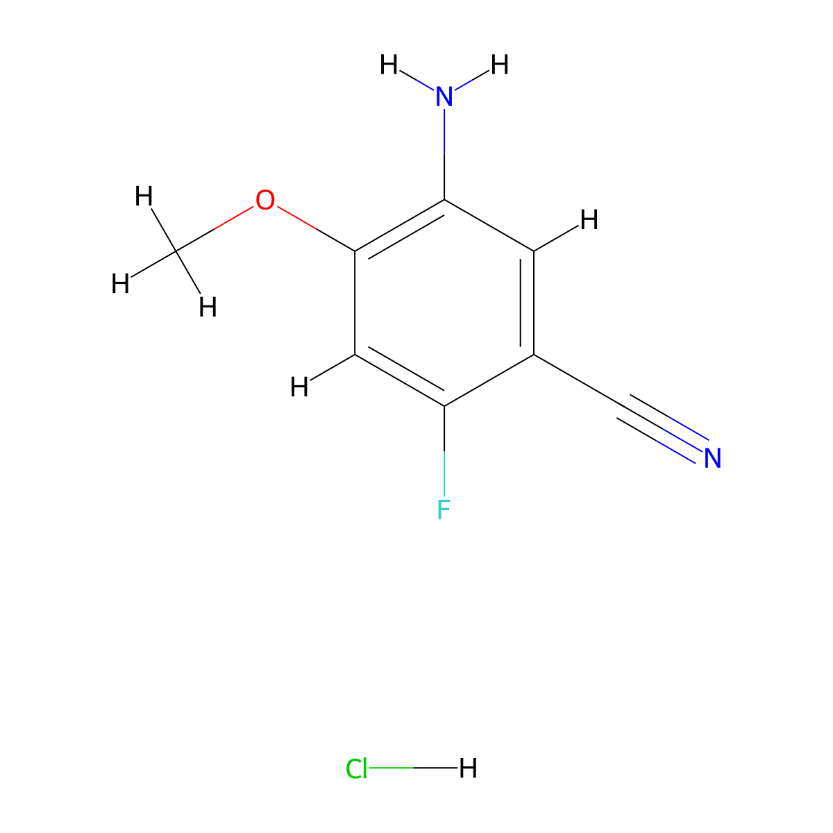 5-Amino-2-fluoro-4-methoxybenzonitrilehydrochloride molecular structure, CAS 2567503-21-1