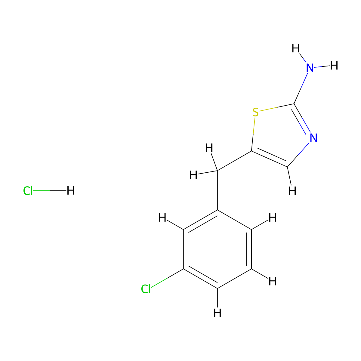5-[(3-Chlorophenyl)methyl]-1,3-thiazol-2-amine hydrochloride molecular structure, CAS 2567503-23-3