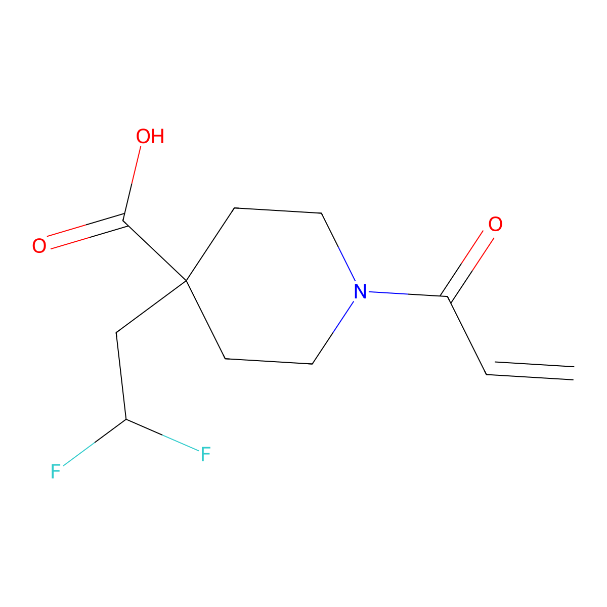 4-(2,2-Difluoroethyl)-1-(prop-2-enoyl)piperidine-4-carboxylicacid molecular structure, CAS 2567503-31-3