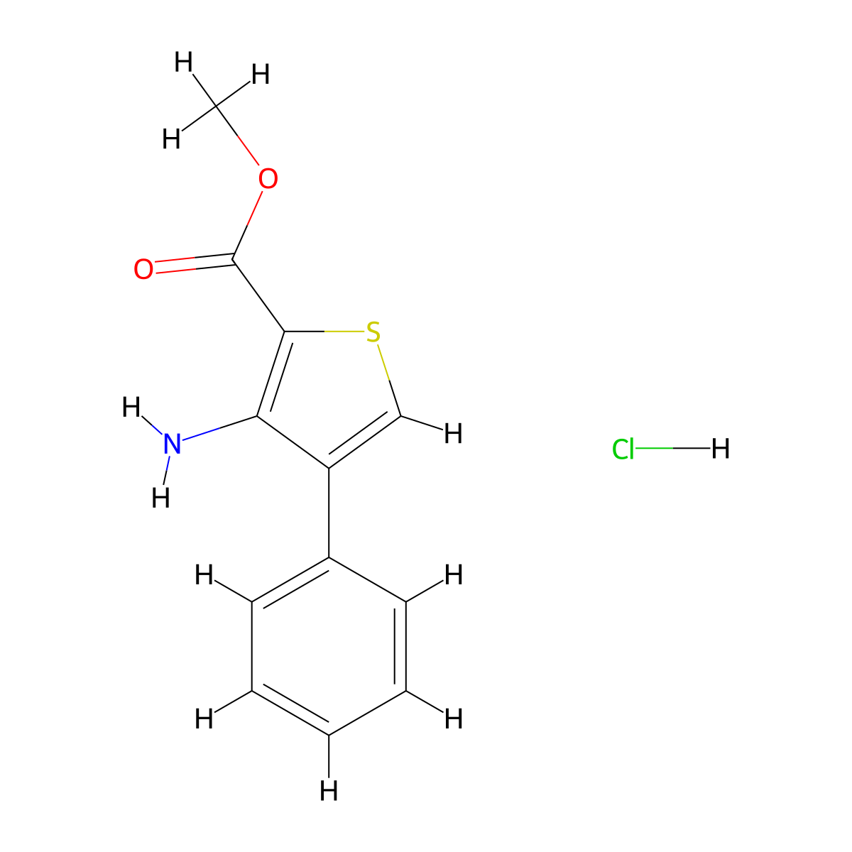 Methyl 3-amino-4-phenylthiophene-2-carboxylate hydrochloride molecular structure, CAS 2567503-42-6
