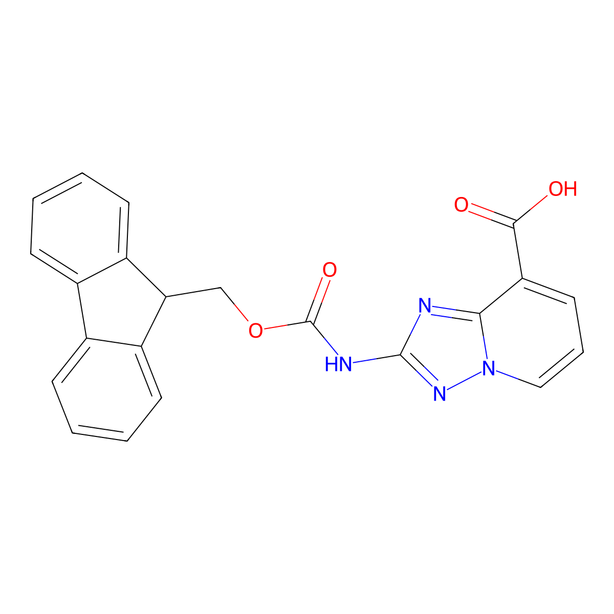 2-({[(9H-fluoren-9-yl)methoxy]carbonyl}amino)-[1,2,4]triazolo[1,5-a]pyridine-8-carboxylic acid molecular structure, CAS 2567503-43-7