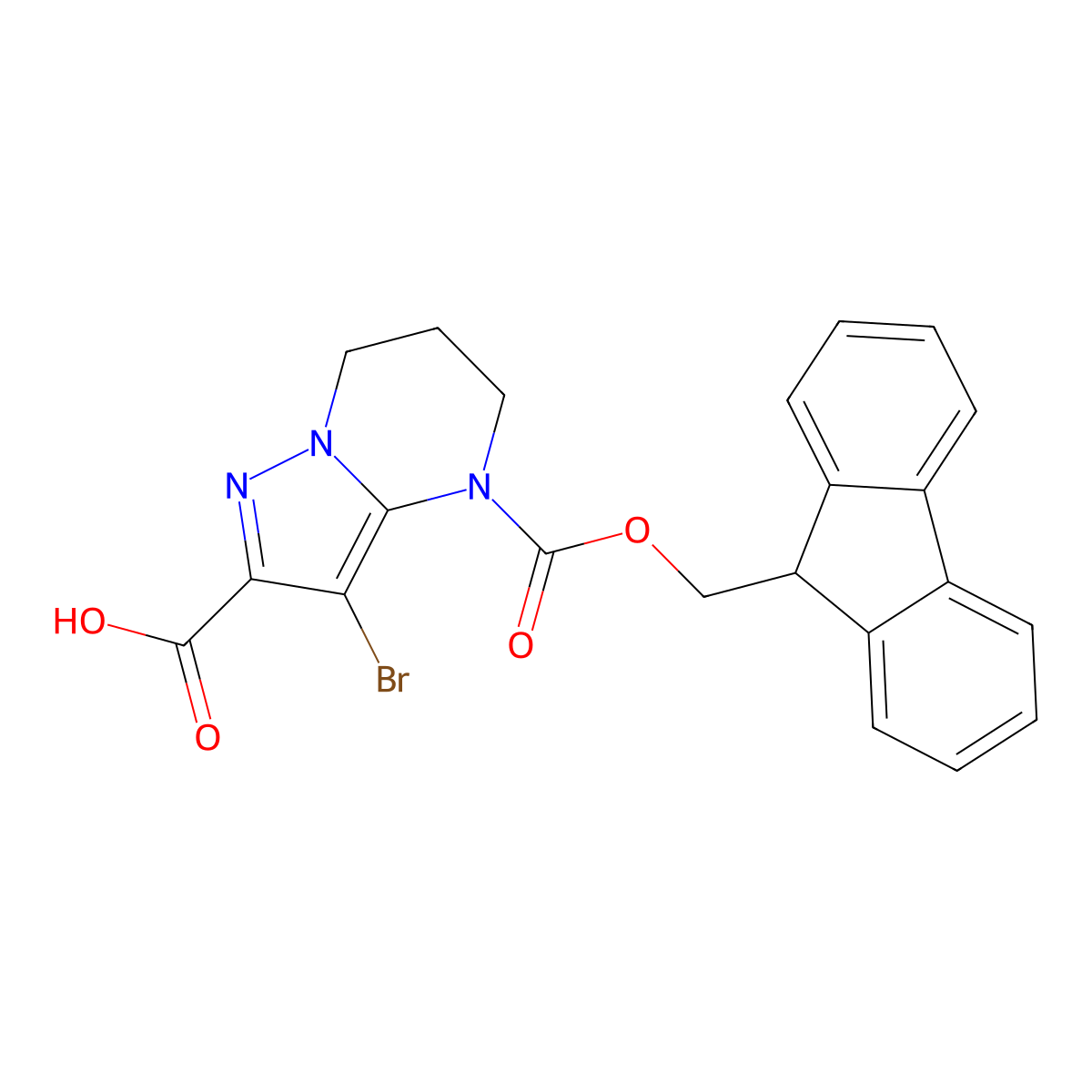 3-bromo-4-{[(9H-fluoren-9-yl)methoxy]carbonyl}-4H,5H,6H,7H-pyrazolo[1,5-a]pyrimidine-2-carboxylic acid molecular structure, CAS 2567503-47-1