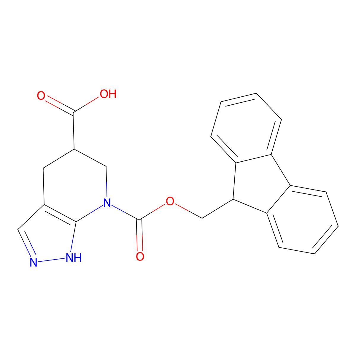 7-{[(9H-fluoren-9-yl)methoxy]carbonyl}-1H,4H,5H,6H,7H-pyrazolo[3,4-b]pyridine-5-carboxylic acid molecular structure, CAS 2567503-52-8