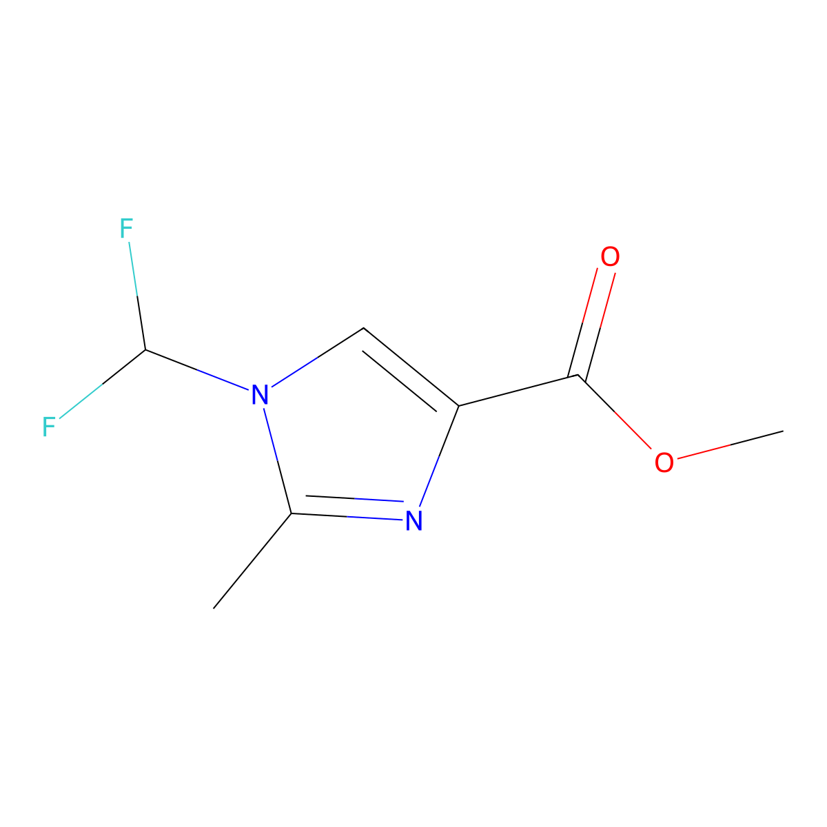methyl1-(difluoromethyl)-2-methyl-1H-imidazole-4-carboxylate molecular structure, CAS 2567503-56-2