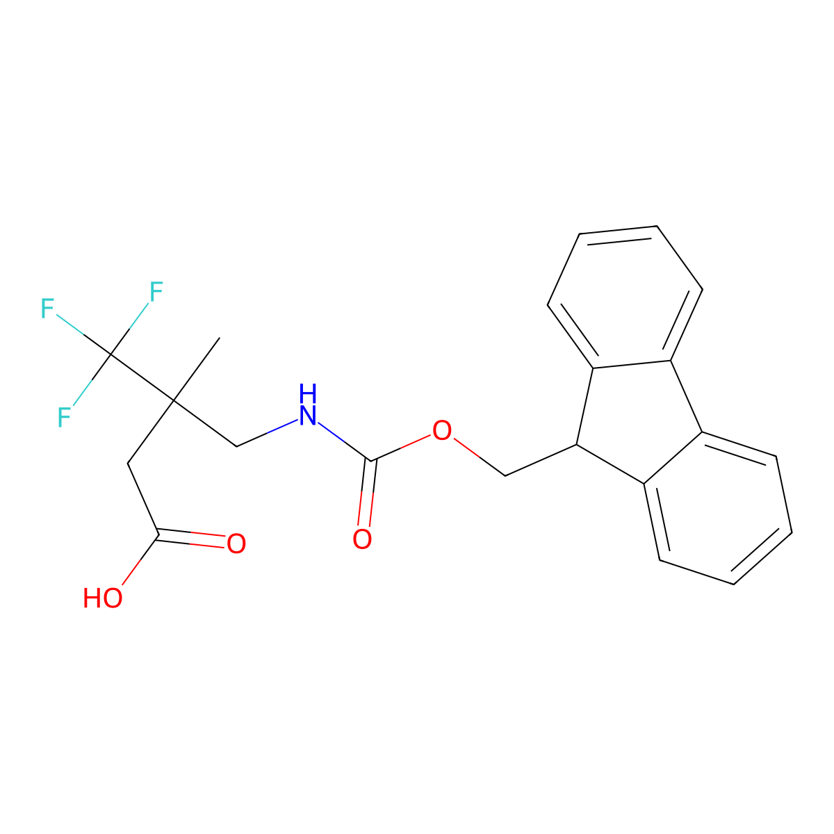 3-[({[(9H-fluoren-9-yl)methoxy]carbonyl}amino)methyl]-4,4,4-trifluoro-3-methylbutanoic acid molecular structure, CAS 2567503-69-7