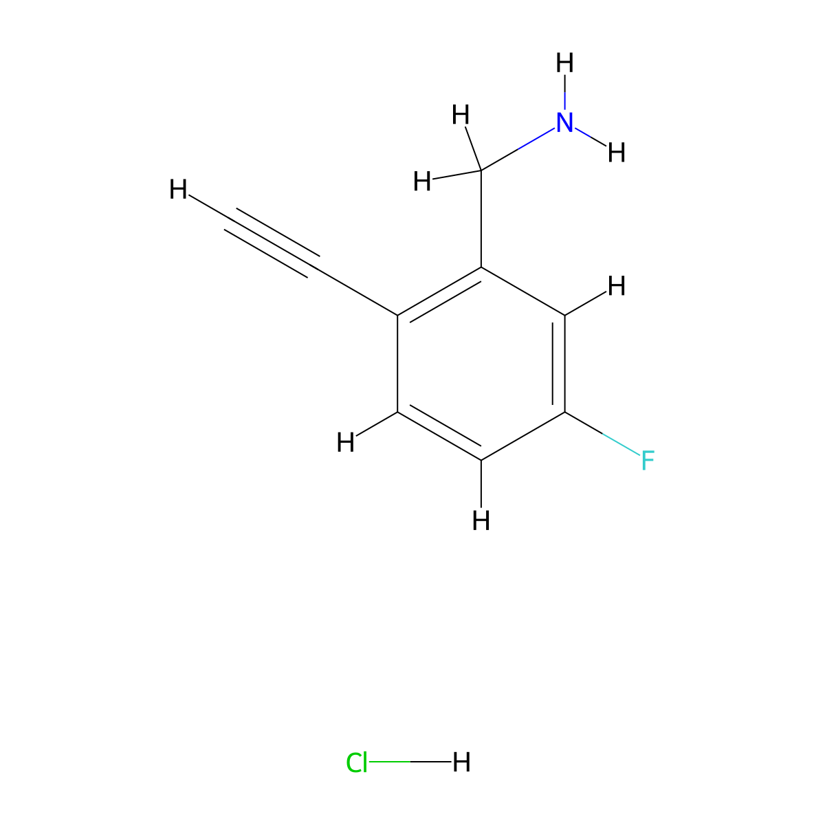 (2-Ethynyl-5-fluorophenyl)methanamine;hydrochloride molecular structure, CAS 2567503-81-3