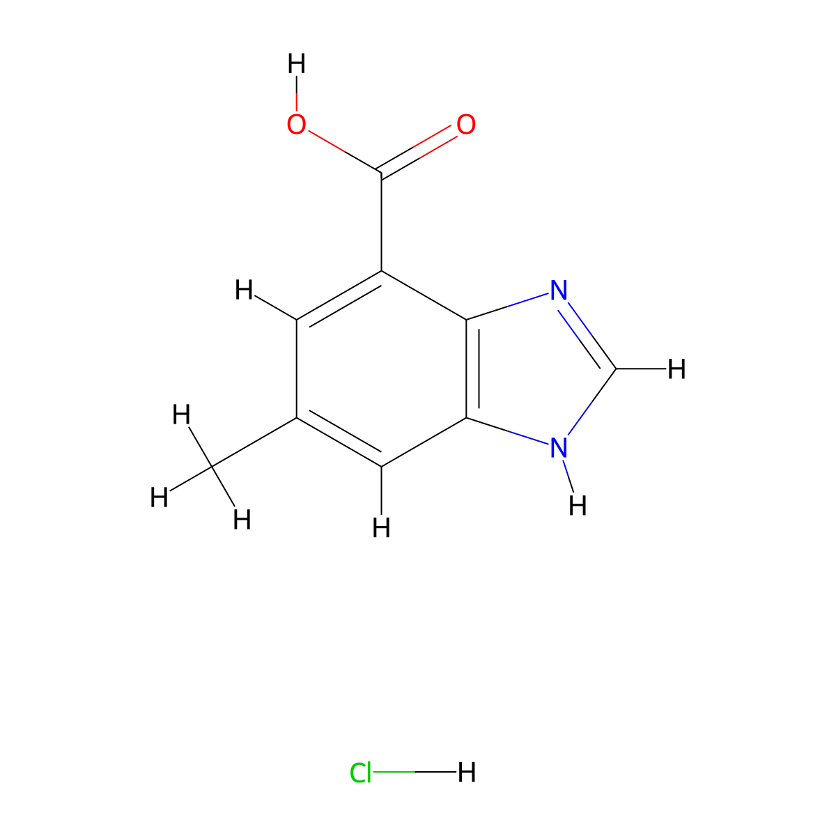 5-methyl-1H-1,3-benzodiazole-7-carboxylicacidhydrochloride molecular structure, CAS 2567503-86-8