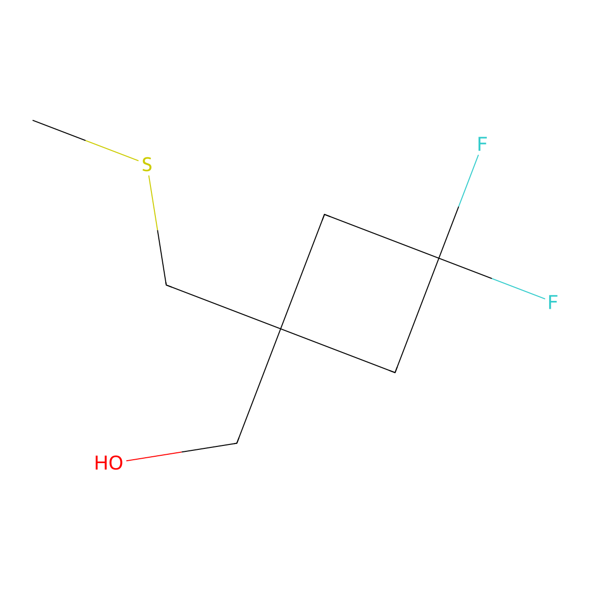{3,3-Difluoro-1-[(methylsulfanyl)methyl]cyclobutyl}methanol molecular structure, CAS 2567503-96-0