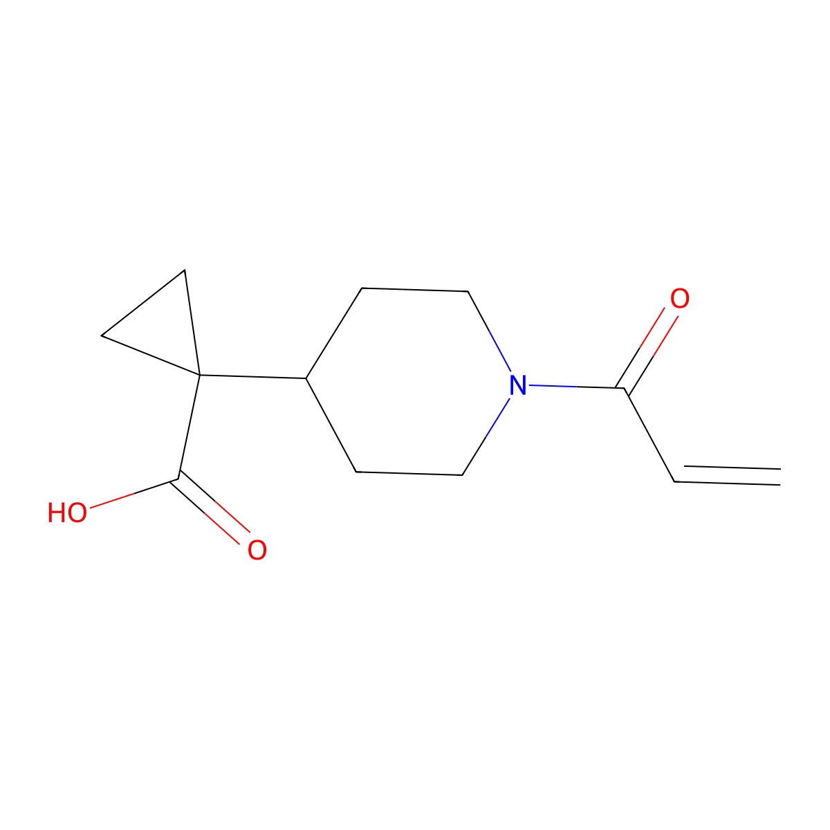 1-(1-Prop-2-enoylpiperidin-4-yl)cyclopropane-1-carboxylic acid molecular structure, CAS 2567504-00-9