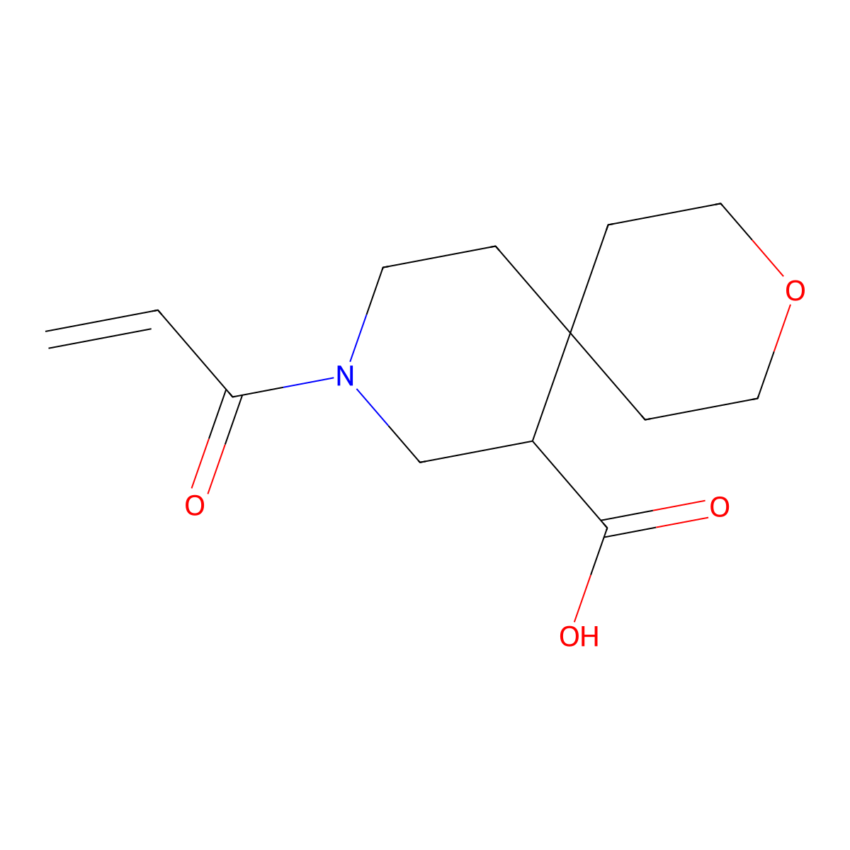 9-(Prop-2-enoyl)-3-oxa-9-azaspiro[5.5]undecane-7-carboxylic acid molecular structure, CAS 2567504-12-3