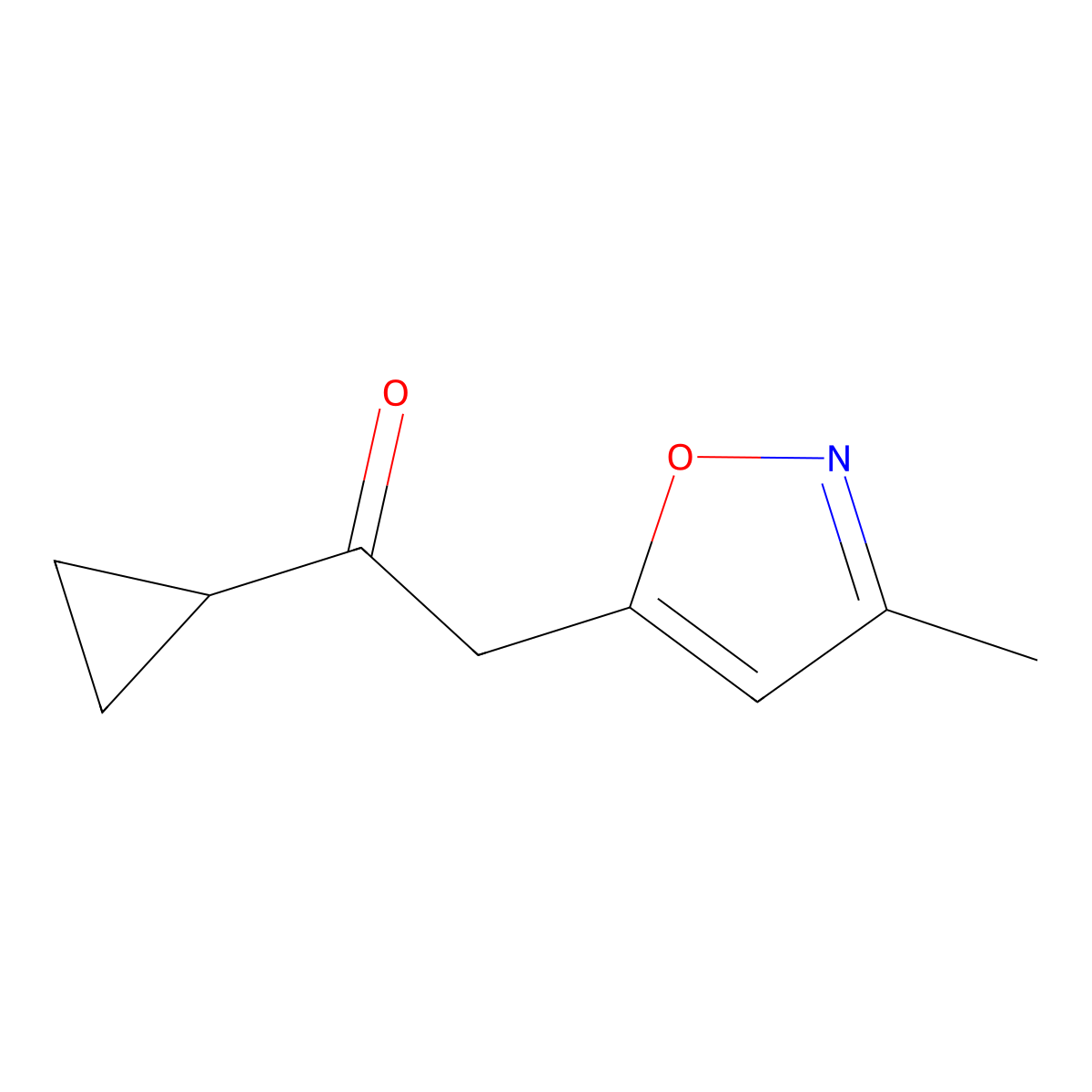 1-Cyclopropyl-2-(3-methyl-1,2-oxazol-5-yl)ethan-1-one molecular structure, CAS 2567504-16-7