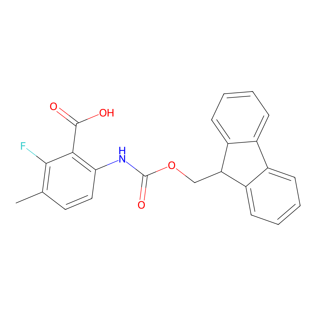 6-({[(9H-fluoren-9-yl)methoxy]carbonyl}amino)-2-fluoro-3-methylbenzoic acid molecular structure, CAS 2567504-18-9