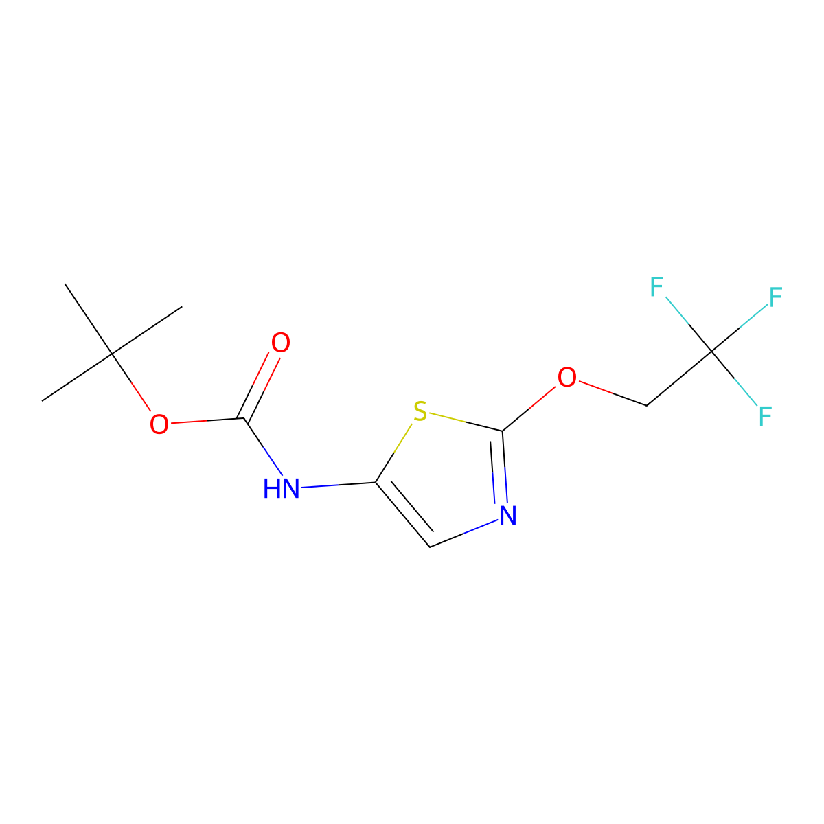 tert-butyl N-[2-(2,2,2-trifluoroethoxy)-1,3-thiazol-5-yl]carbamate molecular structure, CAS 2567504-28-1