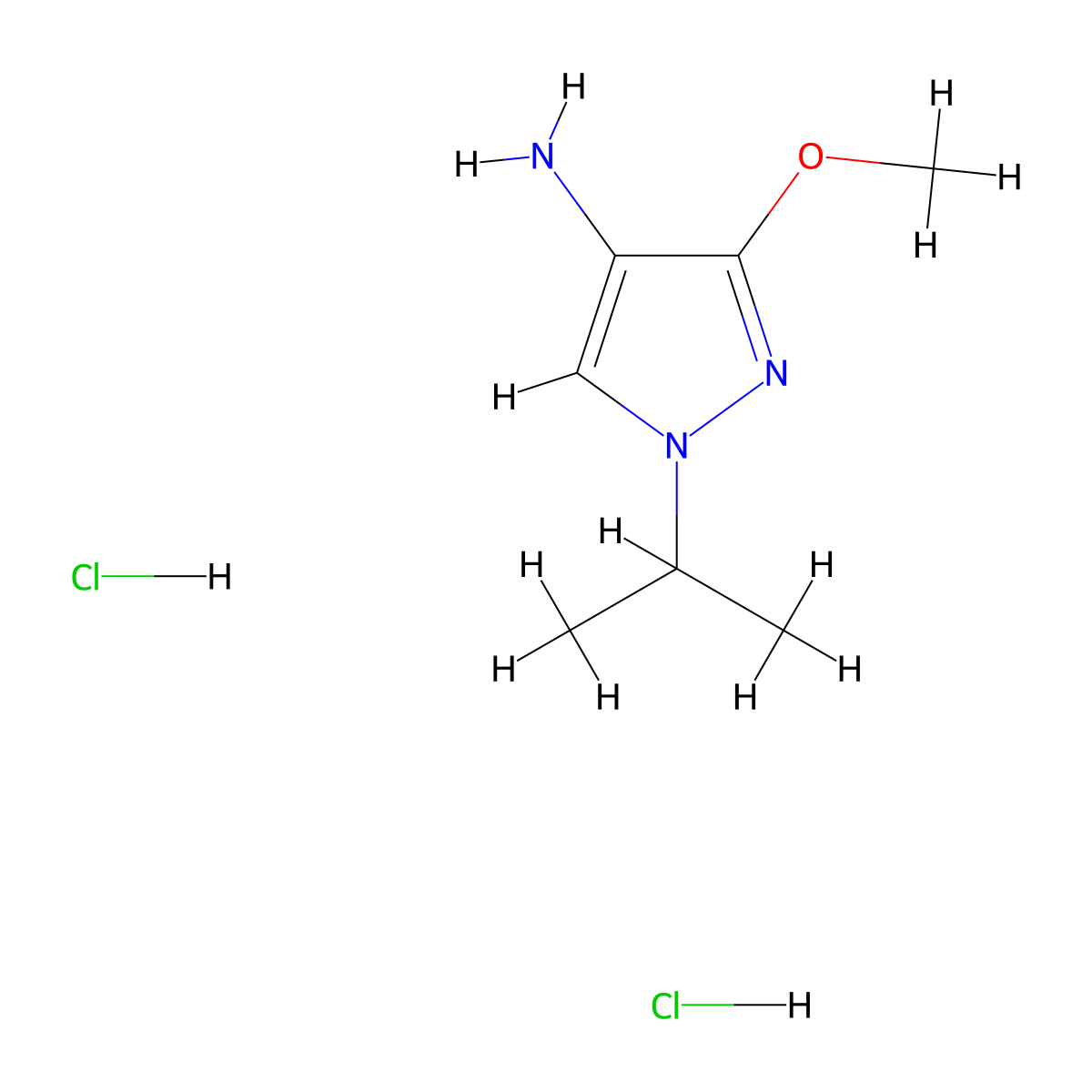 3-methoxy-1-(propan-2-yl)-1H-pyrazol-4-amine dihydrochloride molecular structure, CAS 2567504-29-2