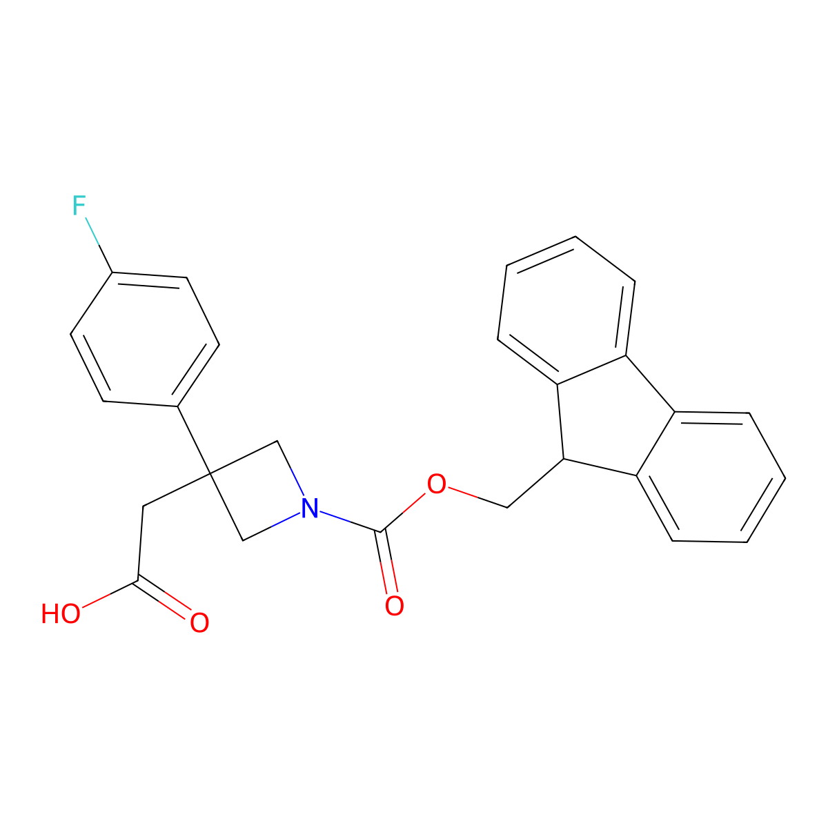 2-(1-{[(9H-fluoren-9-yl)methoxy]carbonyl}-3-(4-fluorophenyl)azetidin-3-yl)aceticacid molecular structure, CAS 2567504-31-6