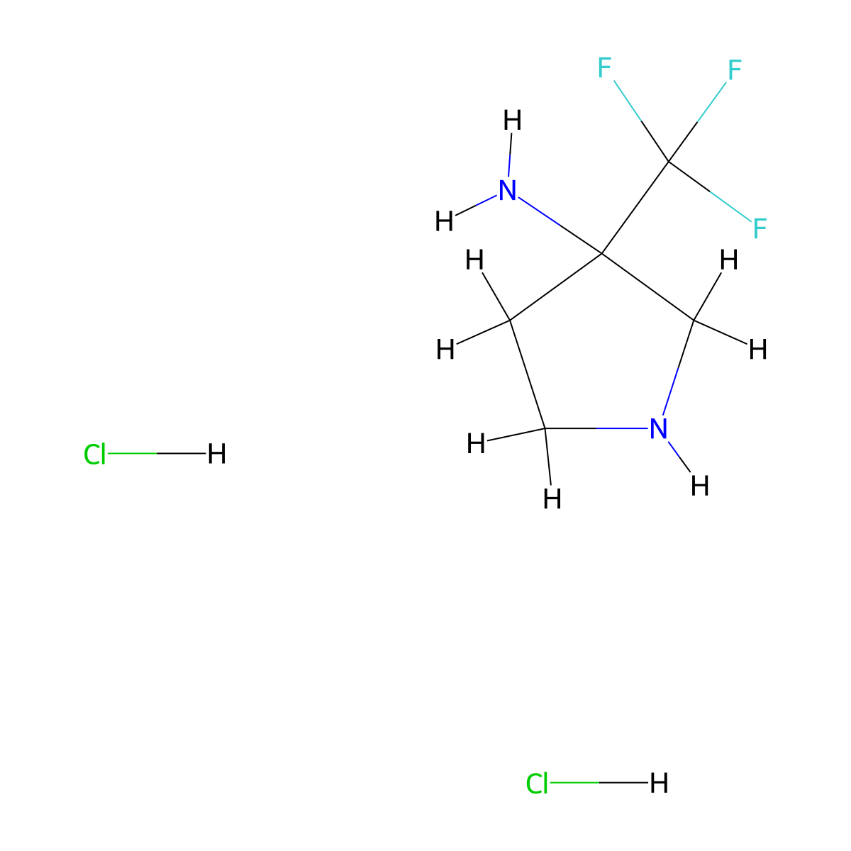 3-(Trifluoromethyl)pyrrolidin-3-amine dihydrochloride molecular structure, CAS 2567504-34-9