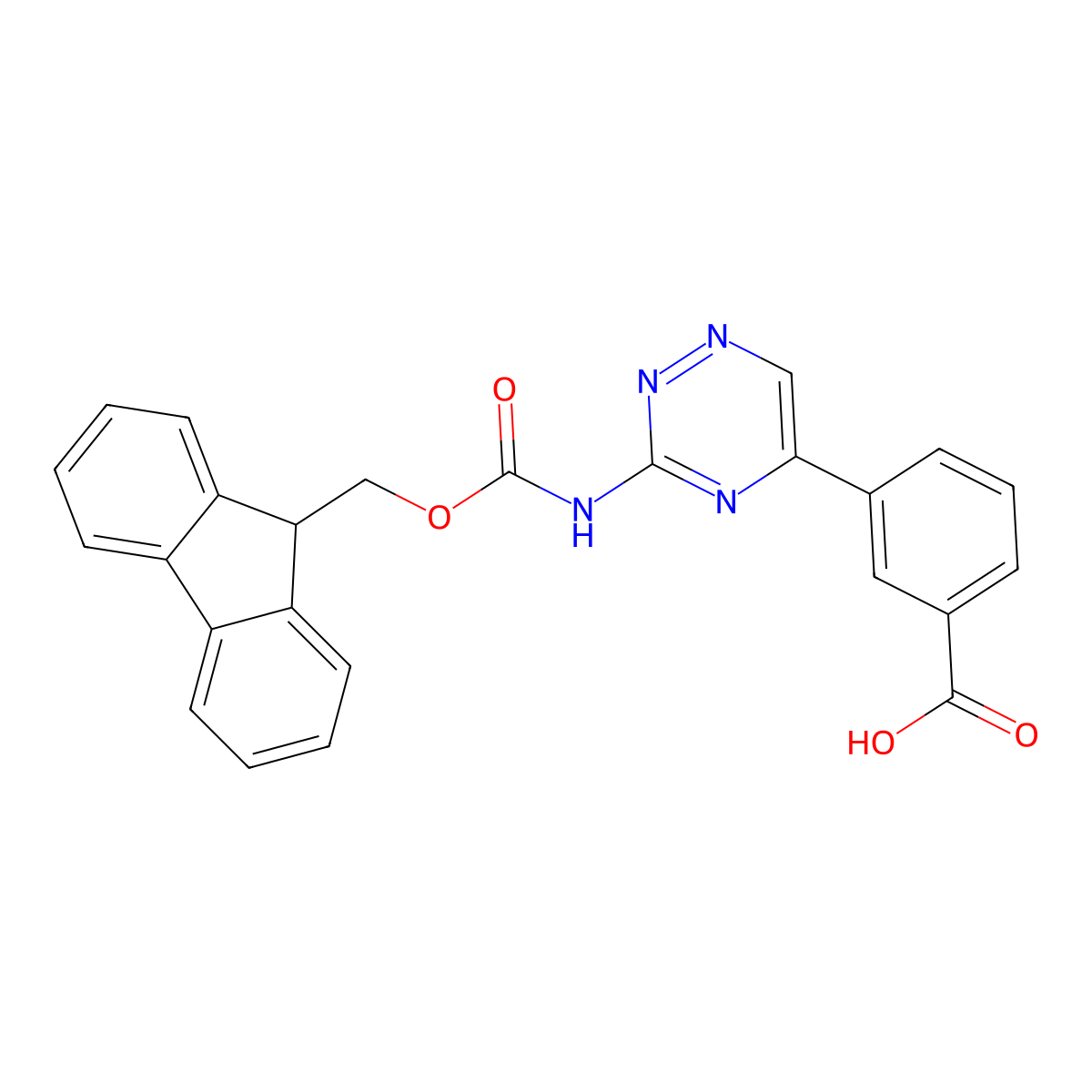 3-[3-({[(9H-fluoren-9-yl)methoxy]carbonyl}amino)-1,2,4-triazin-5-yl]benzoic acid molecular structure, CAS 2567504-36-1